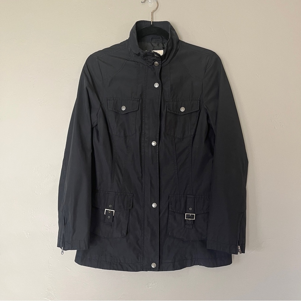 VTG Merona Y2K 90s 2000s Womens Black Lightweight Utility Military Rain Jacket M
